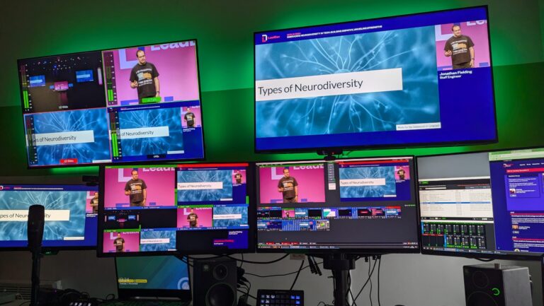 Audio visual broadcast studio live streaming an event